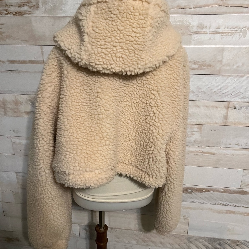 NWT Anthropologie size XS faux shearling crop zip up jacket - Picture 7 of 12